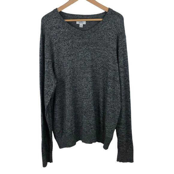 Croft & Barrow Mens Size XL Black/White Flecked V Neck Lightweight Sweater - Picture 1 of 9